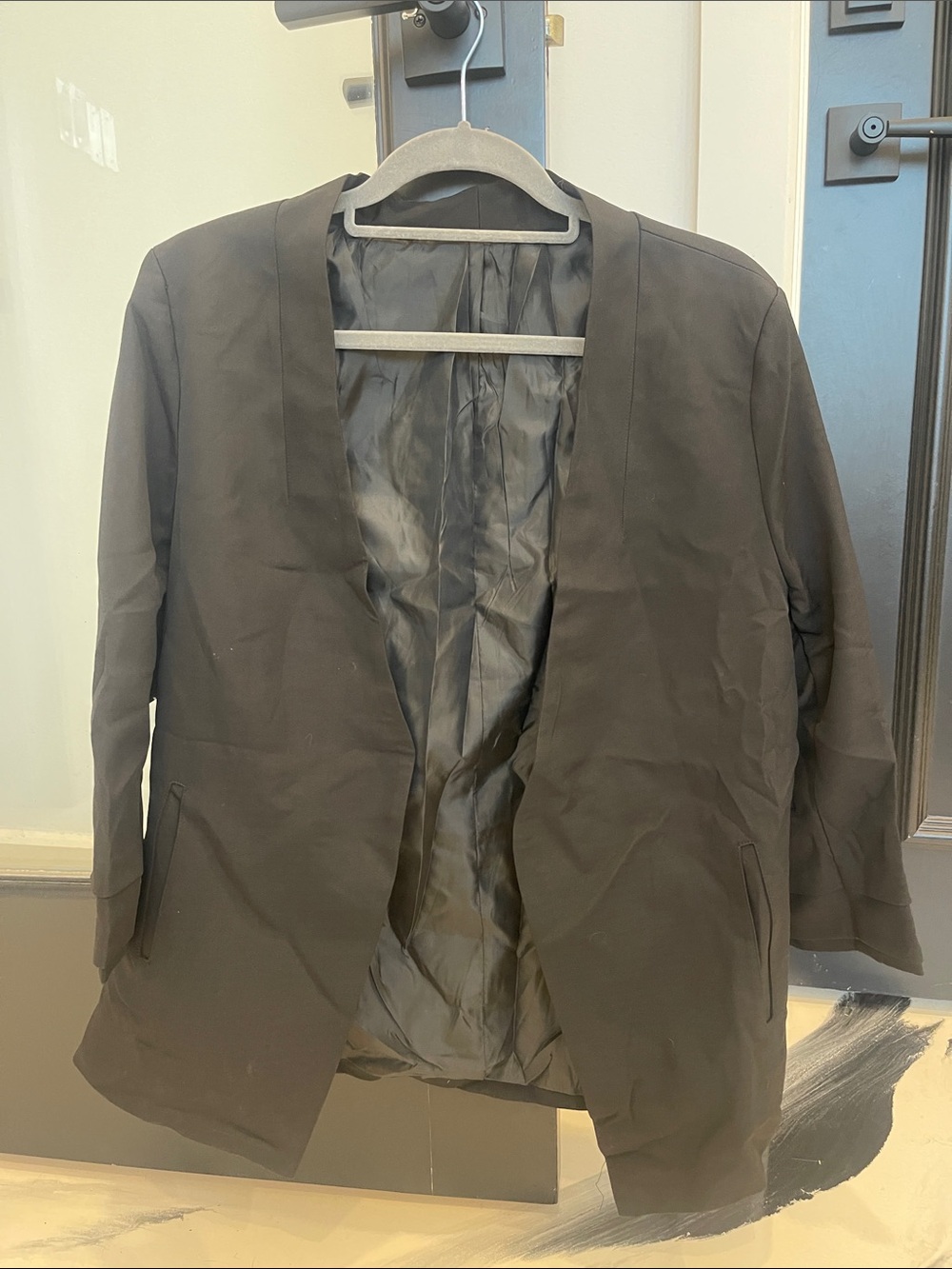 Women's Black Open-Front Blazer Jacket